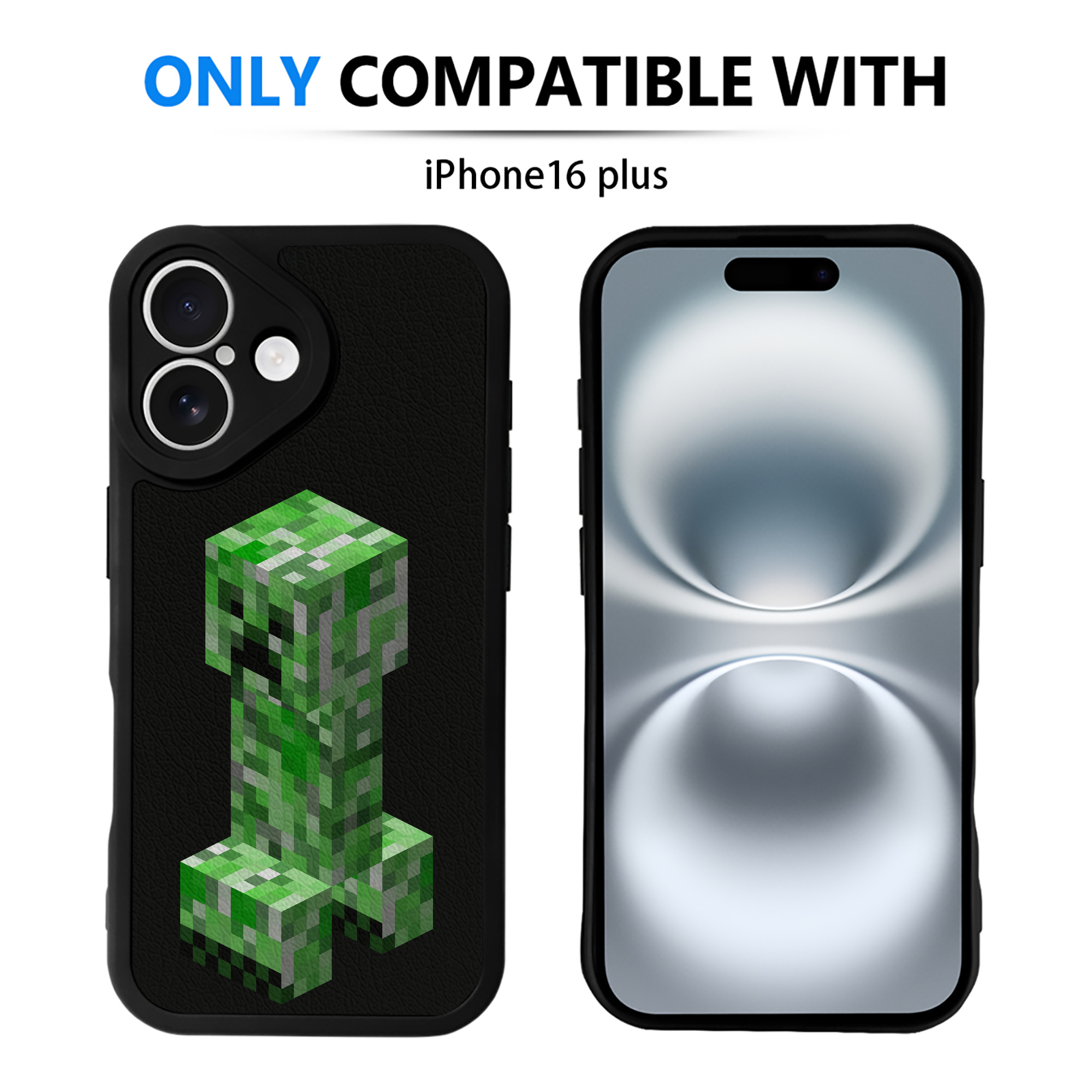 （画像用） マインクラフト ブロックの世界 Minecraft MC Block world 【iPhone 16シリーズ対応】シリコンスマホケース（レザー調） 材質：シリコン
